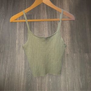 No Boundaries Sage Green Ribbed Knit Crop Cami Size M (7–9)